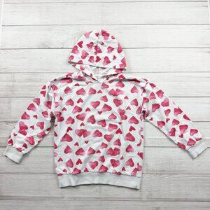 Jessica Simpson Girls Hoodie Heart Print Pullover Sweatshirt Valentine 7/8